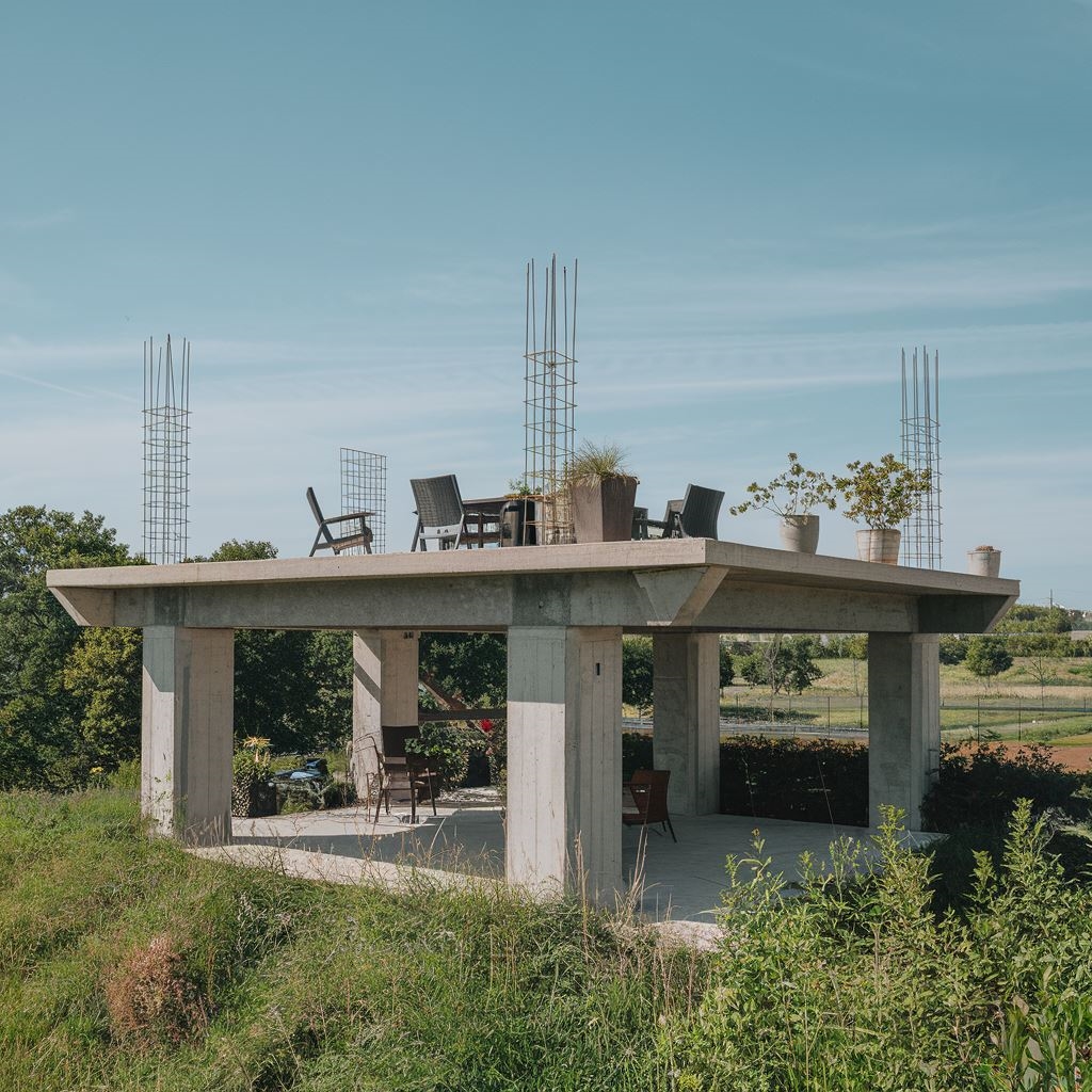 betonowy taras na filarach